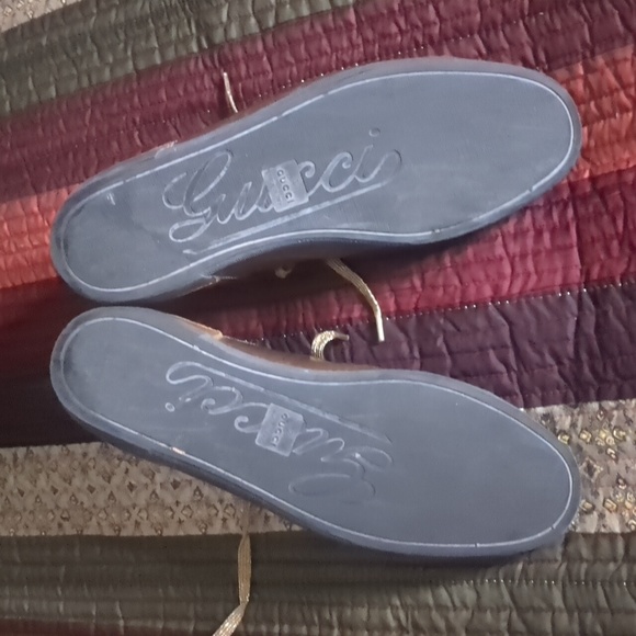 GUCCI* ladies size 38 hitop coated leather lace up round toe rubber sole sneaker - Picture 6 of 17